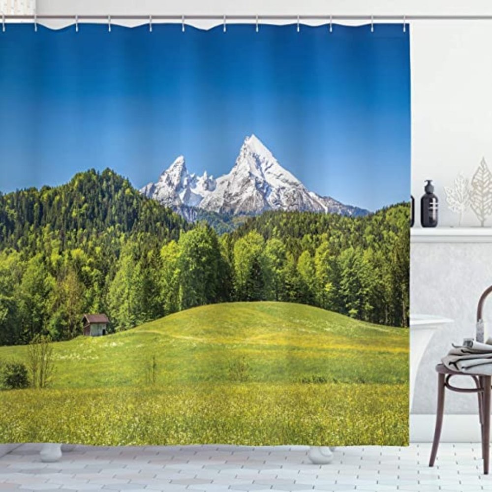 Ambesonne GERMANY Shower Curtain, LITTLE COTTAGE; EXTRA LONG: 69” w x 84” l